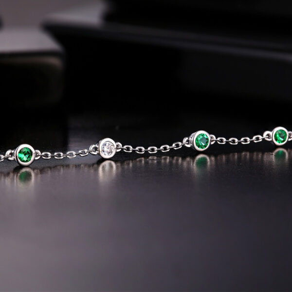 Natural 0.53ct Emerald & 0.1ct Diamonds 18k White Gold Engagement Bracelet Free Shipping - Image 3