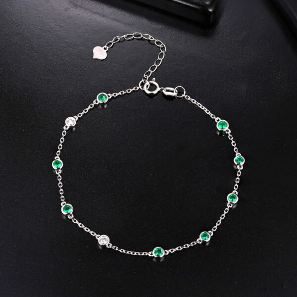 Natural 0.53ct Emerald & 0.1ct Diamonds 18k White Gold Engagement Bracelet Free Shipping - Image 5