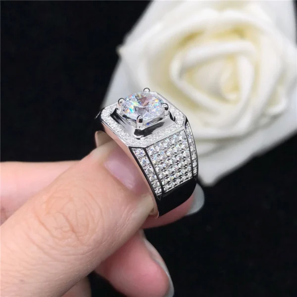 Luxury 1.5CT Certified Moissanites Mens Engagement Ring Test Positive D Color VVS1 Solid 18K White Gold AU750 Ring For Husband - Image 2