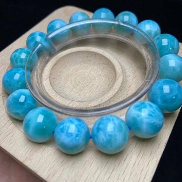 Natural Blue Larimar Gemstone Beads Bracelet 13.7mm Big Size Larimar Water Pattern Rare Jewelry AAAAAA